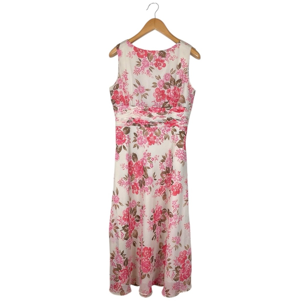 Vintage Y2K Positive Attitude Women’s 12 Petite Cream & Pink Floral Tank Dress